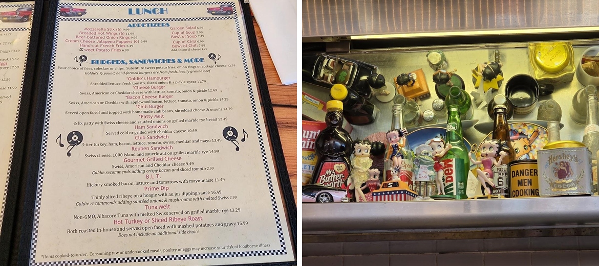 Goldies Route 66 Diner Menu