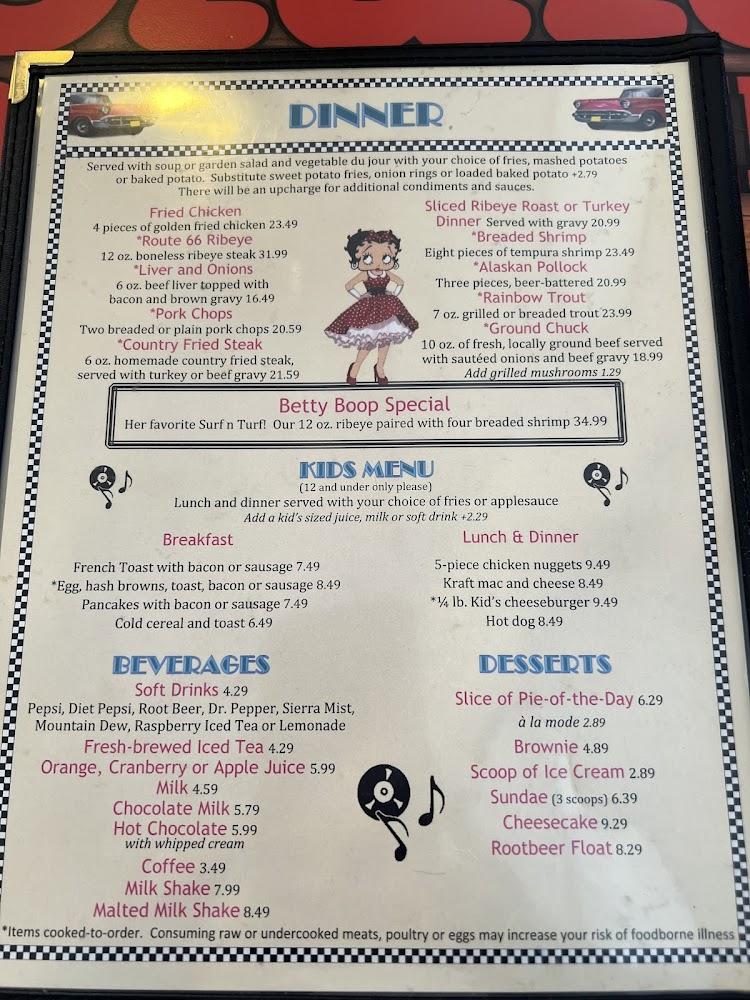 Goldies Route 66 Diner Menu image 1